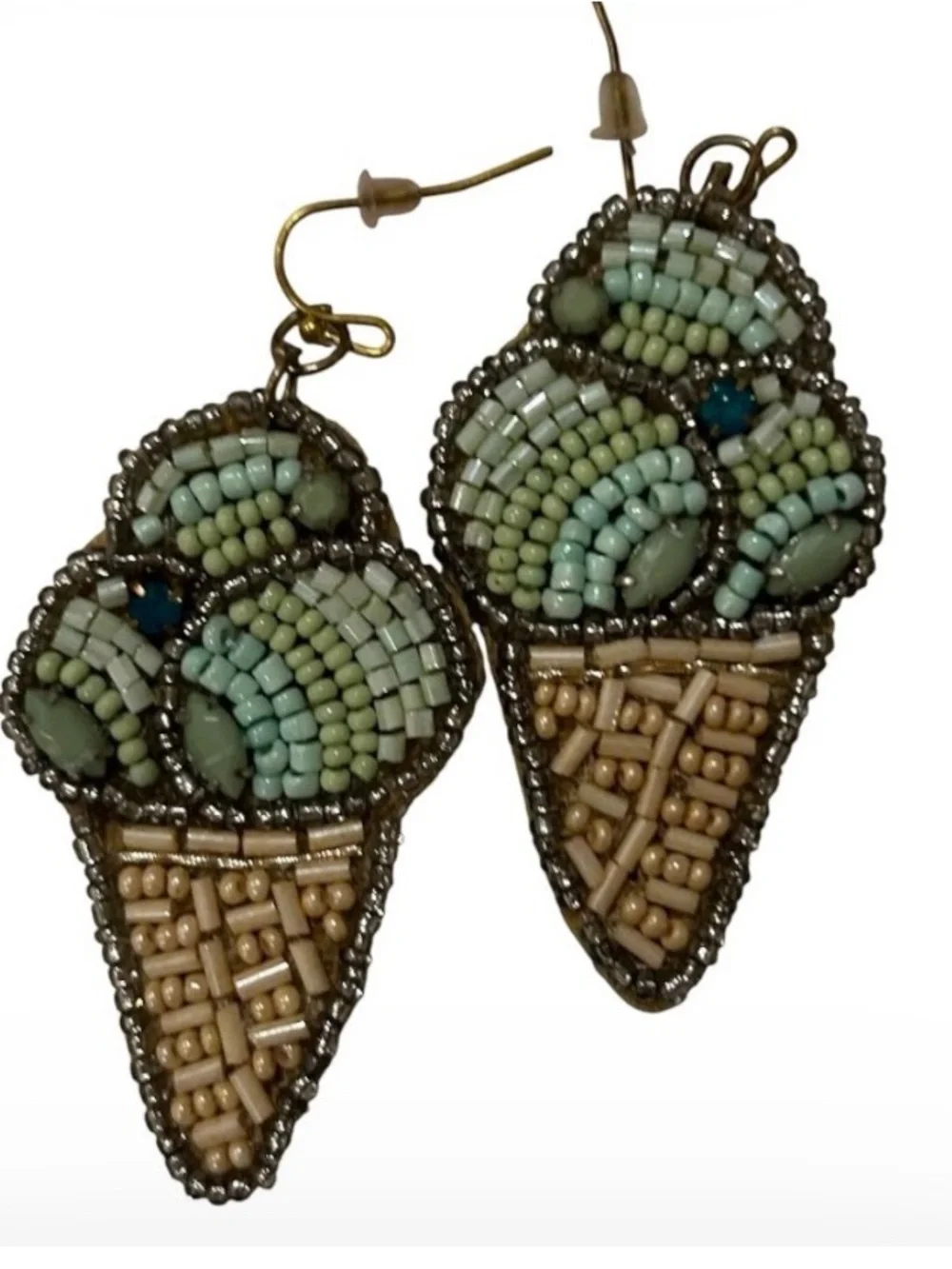 Women Makeup Eyeliner - Mint & Beige Decorative Beaded Design